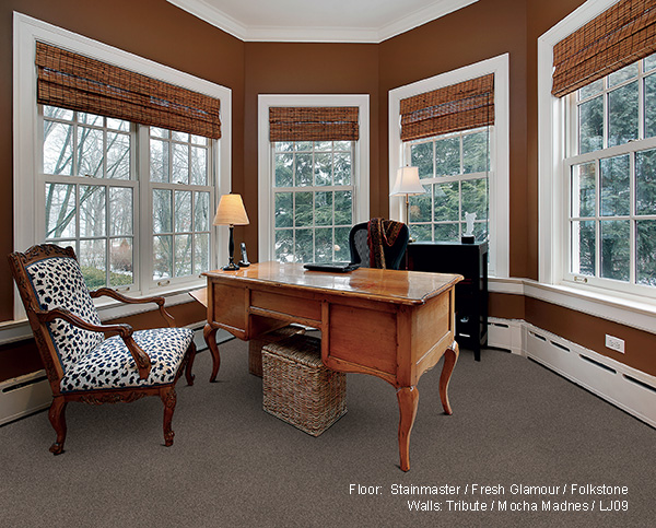 Home office with painted walls and new hardwood flooring from Top Notch Flooring America in Bel Air, MD